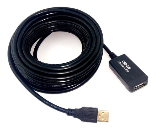 Extensor Usb  Ativo Com Repetidor Usb Am X  Af 10 Metros Cor Preto