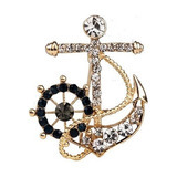Broche Naval De Metal Con Diamantes De Imitación, Para Traje
