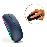 Mouse Sem Fio Recarregável Bluetooth Com Led Ergonômico Cor Preto