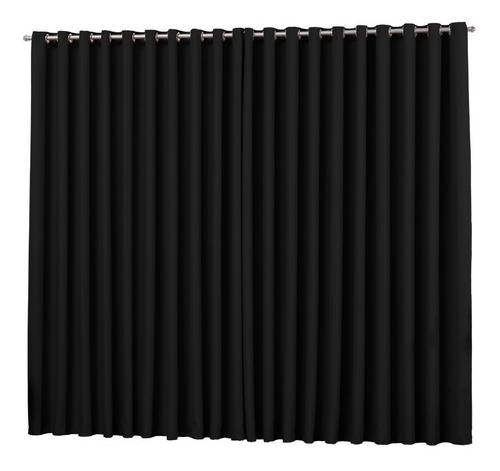 Cortina Blackout Em Tecido 4,00x2,80 Preto P/ Quarto E Sala