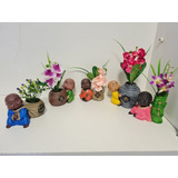 Kit Mini Vasos Buda Em Impressão 3d Com Pintura Manual