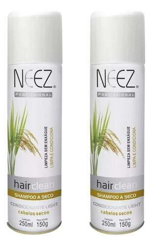 Shampoo A Seco Neez Cabelos Secos 250ml - Kit C/ 2un