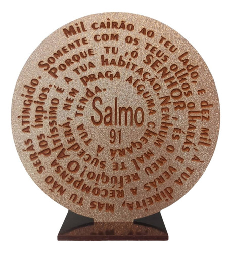 Decoração Mesa Salmo 91 Mandala Religiosa Mdf 13cm Sala Rack