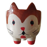 Macetero Gatito De Ceramica Esmaltada