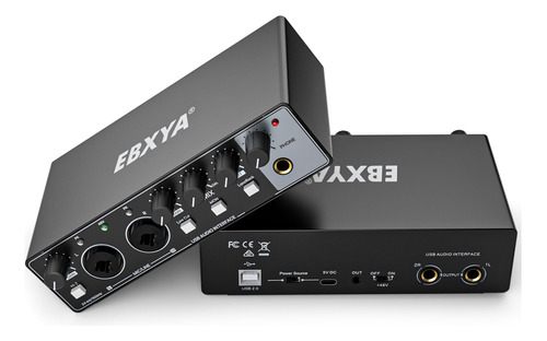 Ebxya Interfaz De Audio Usb 2x2 Para Pc Y Grabación De Mú.