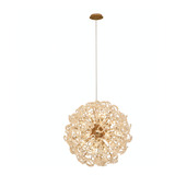 Lustre Pendente Ninho Cristal Dourado Redondo Moderno 60cm