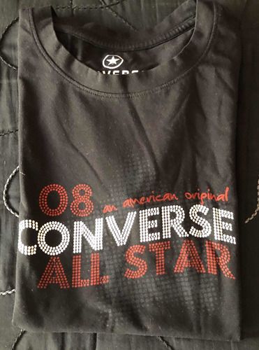 Remera Negra De Algodón Para Dama Marca Converse All Star