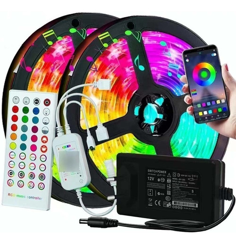 Tira Luces Led Rgb Bluetooth 20m - Música