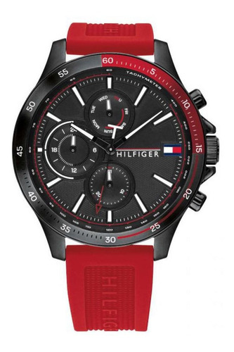 Reloj Tommy Hilfiger Caballero Silicona 1791722 100%original Color De La Correa Rojo