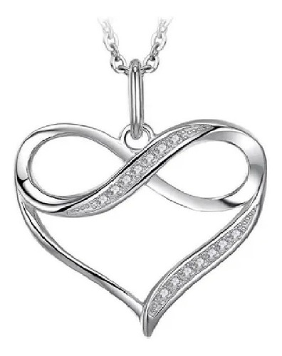 Hermoso Collar Corazón Infinito Amor Plata 925 Diamante Cz