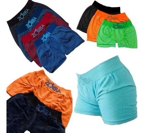 Combo Pack De 6 Boxer Zorba Niños + 6 Pares De Medias