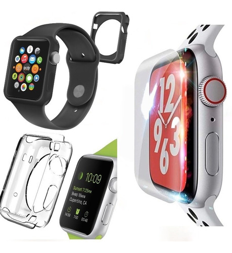 Kit Funda Silicona + Protector 3d Para Reloj Apple Watch