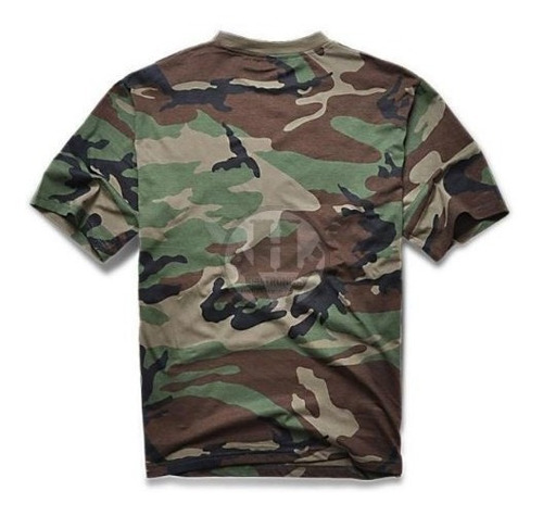 Remera Tactica Camuflada Woodland Selva Para Chicos 4 Al 12