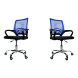 2 Sillas De Oficina Respaldo Malla Mesh Azul Oferta