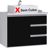 Gabinete Armário Banheiro Prisma 60cm - Sem Cuba Cor Do Móvel Branco-preto