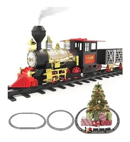 Juguete Tren Locomotora Humo Navidad Eléctrico 14 Pcs Niño