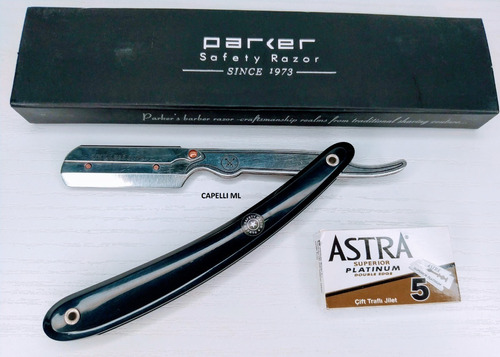 Navalhete Parker Black Inox 1° Linha +5 Laminas Astra