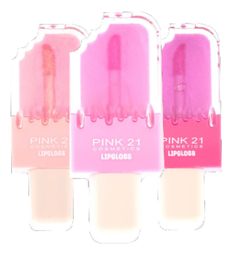 3 Lip Gloss Sweet Kisses Cs3690 - Kit Pink21 Atacado J