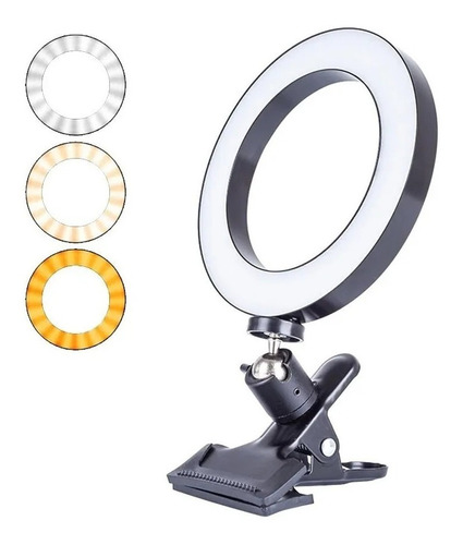 Anel De Luz Ring Light Clip Celular Mesa 14 Cm Articulado