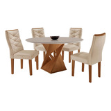 Conjunto Mesa Redonda Com 4 Cadeiras Tampo Mdf