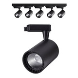 Trilho Eletrificado 1m + 5 Spot Led 20w 3000k Bivolt Preto