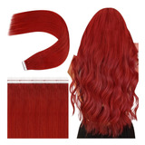 Extensiones De Cabello Real 22in Rojo Highlights 25gr