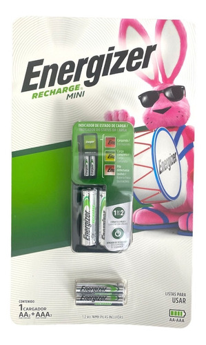 Kit Energizer Cargador Mini Con Pilas Aa Y Aaa