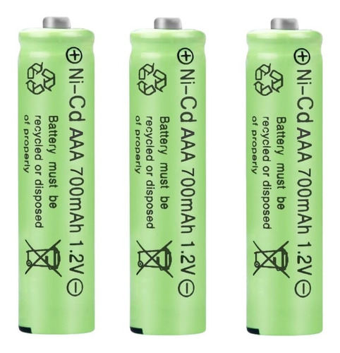 Set De 3 Pilas Recargables Aaa Ni-cd 1.2v, 700mah