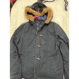 Campera Key Biscayne Azul Cuello Con Piel