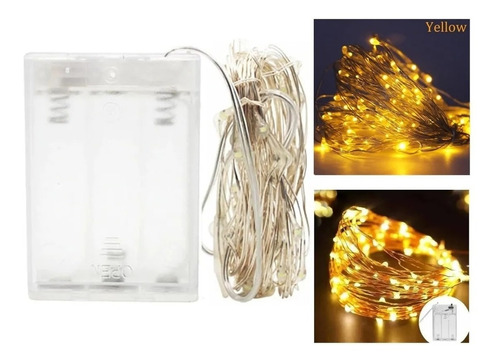 Guirnalda Luces 100 Led Hadas 10m Pilas Navidad Calido/d029