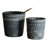 Set De Macetas Decorativas De Cemento Black Pottery Sm