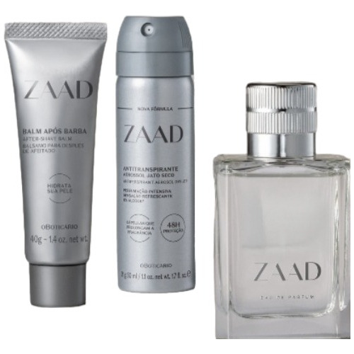 Kit Zaad 3 Produtos Perfume 50ml Aerosol 30g 1 Pós Barba 40g