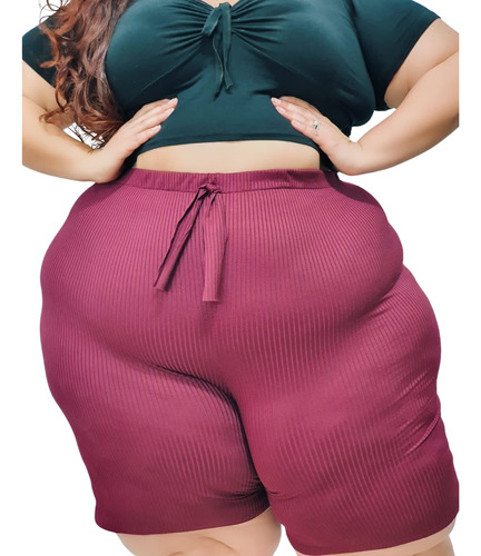 Bermuda Canelada Plus Size Tamanho Grande