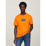 Playera Naranja Con Logo Estampado De Hombre Tommy Hilfiger