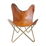 Leather Living Room Chairs-butterfly Chair Brown Leathe...
