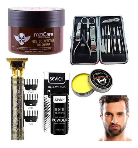 Kit De Barba Pelo Uñas - Afeitadora Polvo Bálsamo Gel