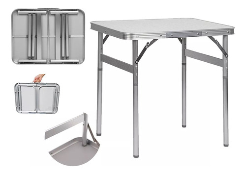 Mesa Dobrável Alumínio 60x45 Cm Vira Maleta Palisad Com Alça Portatil Camping Churrasco