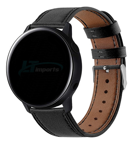 Pulseira De Couro Para Samsung Galaxy Watch 3 41mm (20mm) Cor Preto