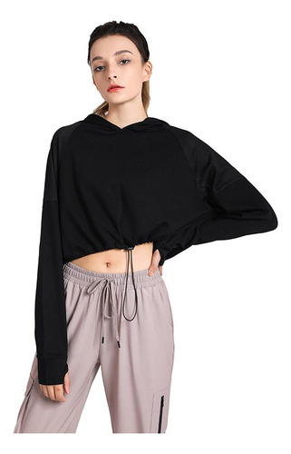 Capucha Crop Tops Con Agujeros Pulgar Para Sudadera Con M [u