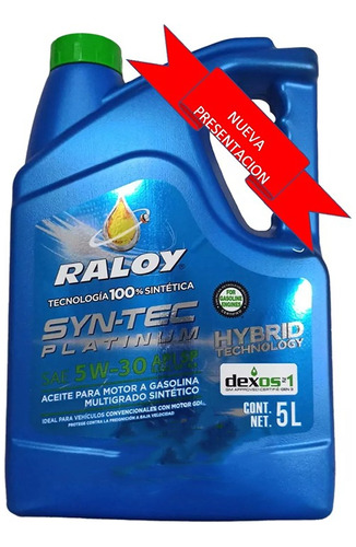 Aceite Raloy 100% Sintetico Platinum 5w30 Api Sp Gf-6a 5l