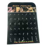 Misturar Cartela 42 Piercing Modelos Variados Aço Cor Prata