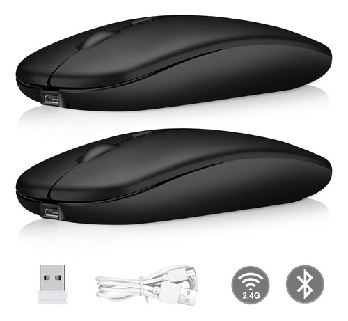 Mouse Inalámbrico Recargable Con Bluetooth Y Modo 2.4 2 Pzs.