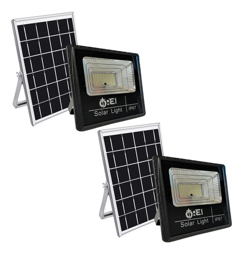 Kit Refletor De 200w Placa Solar Para Área Externa Controle