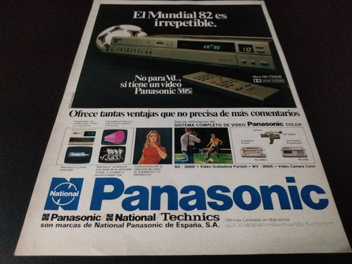 (pe135) Publicidad Clipping Videograbadora Panasonic * 1982