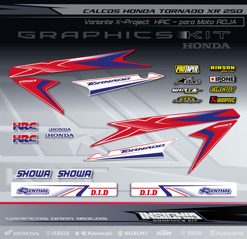 Calcos Honda Tornado Rojo - X- Project Hrc - Insignia Calcos