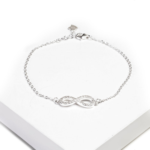 Pulsera Infinito Mujer Plata 925 Italiana Piedras Cubic