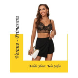 Falda Short Tela Sofia - Negro - Luloshopp