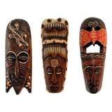 3 Mascaras Africanas Talladas En Madera Mariposa, Iguana, Tk