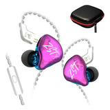 Audífonos In-ear Gamer Kz Zst X With Mic Púrpura + Estuche