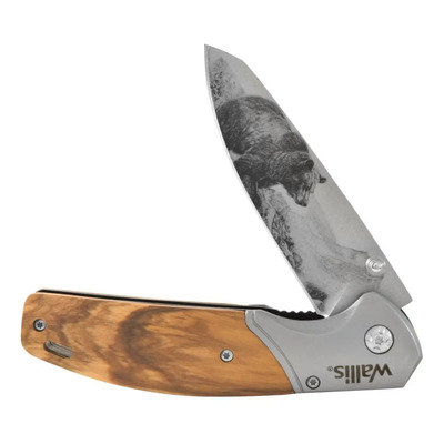 Wallis K901174 navaja con mango madera hoja lisa diseño de oso acero inoxidable | Envío gratis